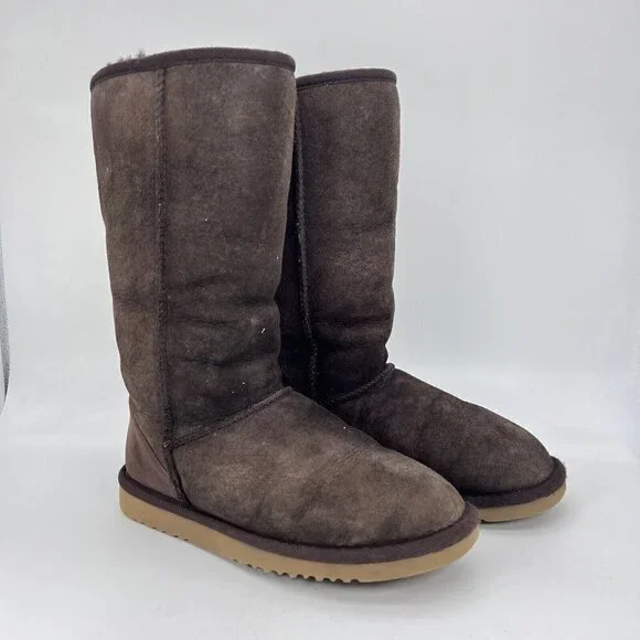 UGG Classic Women Size 5 Tall Shearling Winter Boots Choc Brown 5815 - Picture 2 of 12